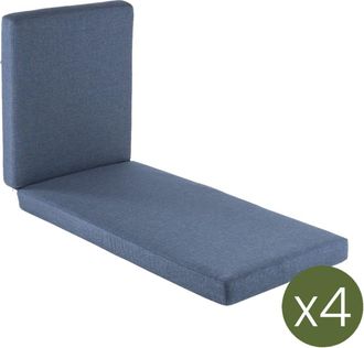 EDÈN JARDÍ Pack de 4 cojines para tumbona olefin azul 190x60x10 cm