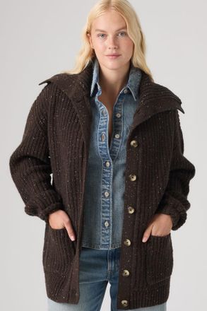 Levi's C&aacute;rdigan su&eacute;ter Alya extragrande - Mujer - XS - Marr&oacute;n / Java Shetland Black Coffee