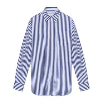 Ami Gestreepte Katoenen Blouse - Dames - Blouses & Shirts - Blauw - Maat: S Katoen