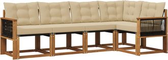 vidaXL Conjunto De Sof&aacute;s De Exterior 5 Uds. Natural Y Beige Vidaxl