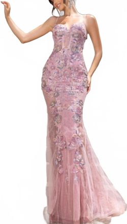 Portia & Scarlett Beaded Corset Dress In Blush
