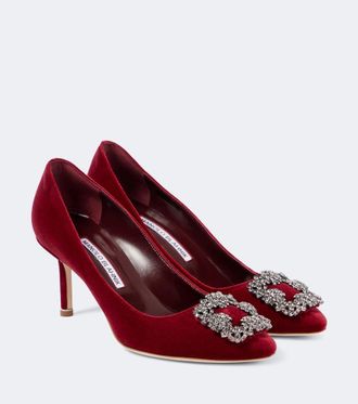 Manolo Blahnik Hangisi 70 embellished velvet pumps