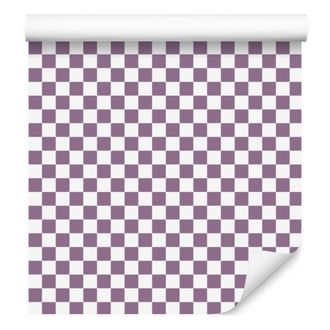 OEM Carta Da Parati A Scacchiera Grigio Chiaro E Viola Per Soggiorno E Camera Da Letto 50x1000 Cm