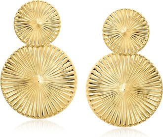 Ross-Simons Italian 18kt Gold Over Sterling Double-Disc Drop Earrings