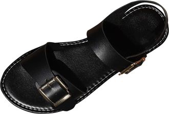 Generic Black Womens Lightweight Sandals with A Round Toe and Adjustable Buckle, Perfect for Outings