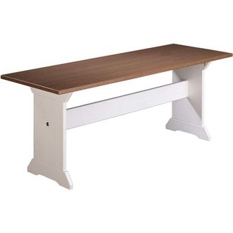 M&S Collection M&s - panca westerland 110X37X45H pino massello verniciato bianco e marrone seppia