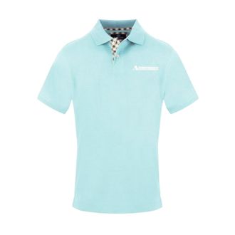 Aquascutum Herenpoloshirt met geruite kraag van piqu&eacute; (Hemelsblauw Gewassen)