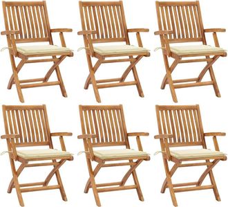 vidaXL Vidaxl - Sillas De Jard&iacute;n Plegables 6 Uds Madera Maciza Teca Con Cojines