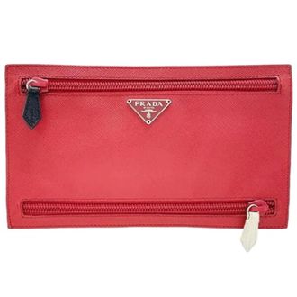 Prada Pre-owned Vintage Pouch - Dames - Pre-owned - Rood - Maat: ONE Size Leer