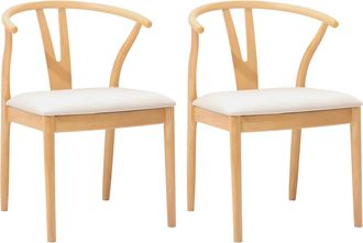 vidaXL Silla De Comedor 2 Uds. Madera De Caucho S&oacute;lido Natural Y Claro Vidaxl