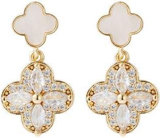 Adornia Mother-of-Pearl & Crystal Flower Drop Earrings in White at Nordstrom Rack