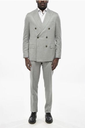 Lardini Double-Breasted Suit With Two Vents And Lance Lapels size 50