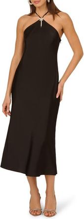 Adrianna Papell Stretch Satin Slipdress in Black at Nordstrom, Size 10