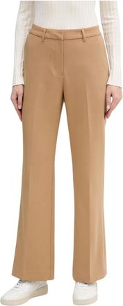 GANT Broeken, Dames, Beige, S, Leer, Slim Flared Slacks