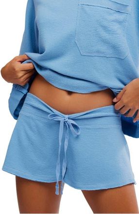 Free People Staycation Sleep Drawstrings Shorts in Blissful Blue at Nordstrom, Size X-Small