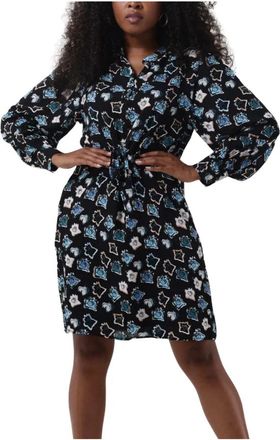 Pom Amsterdam Zwarte Mini Jurk 6947 - Dames - Shirt Kleedjes - Veelkleurig - XS - Kleedjes