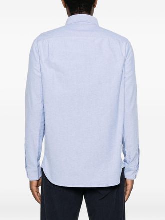 Emporio Armani Logo-Embroidered Cotton Shirt - Light Blue