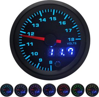 OEM Volt&iacute;metro, 12 V, 52 Mm, Rango De Voltaje De 8 A 18 Voltios, 7 Colores, Lente Ahumada, Instrumento Automotriz Apto Para Coches De Carreras De 12 V