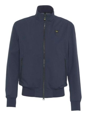 Blauer Refined Blue Neoprene Bomber Jacket With Internal Seams