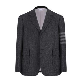 Thom Browne Blazers, male, Gray, Size: L Stripe-Detail Blazer