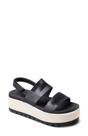 Reef Water Vista Platform Slingback Sandal in Black Vintage at Nordstrom, Size 10