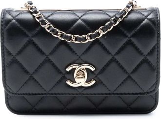 Chanel Borsa a tracolla CC mini in pelle di agnello con catena 2020 - Nero