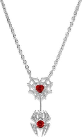 Girls Crew Marvel Spider-Man Web of Love Pendant Necklace in Silver at Nordstrom