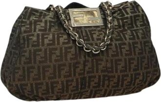 Fendi Pre-owned Shoulder Bags, female, Brown, Size: ONE SIZE Pre-owned Canvas Shoulder Bag