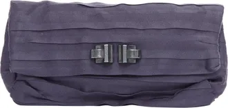Lanvin Satin Pleated Fabric Silver Buckle Foldover Clutch Bag