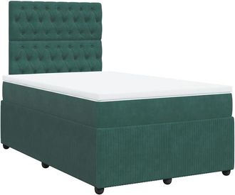 vidaXL Cama Box Spring Con Colch&oacute;n Terciopelo Verde Oscuro 120x190 Cm Vidaxl