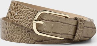 Simons Womens D-buckle glossy croc leather belt