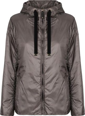 Max Mara Jassen, Dames, Grijs, S, Wol, Greenh Gewatteerde Jas met Capuchon