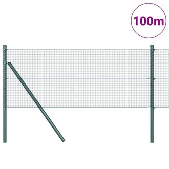 Berkfield Home Green Welded Wire Fence with 13 Posts Green 0.4x100 m Steel