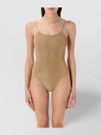 Os&eacute;ree shimmering strappy high-cut swimsuit