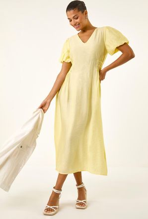 Roman Balloon Sleeve Midi Dress