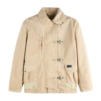 Fay Light Jackets, male, Beige, Size: S Polyester Dress Composition Cotton Model