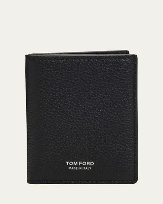 Tom Ford Mens Grained Leather T Line Bifold Card Holder