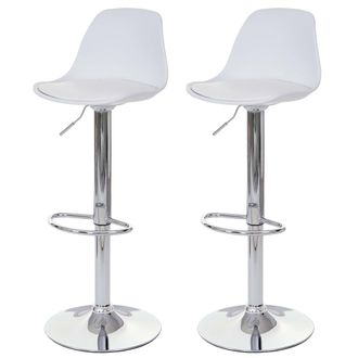 Hhg Juego De 2 Taburetes De Bar Hhg-083, Taburete De Bar Taburete Giratorio, Polipiel, Blanco