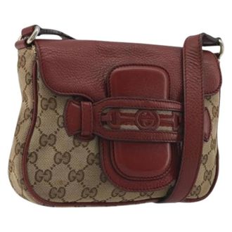 Gucci Pre-owned Vintage GG Canvas Schoudertas - Dames - Pre-owned - Bruin - Maat: ONE Size Leer