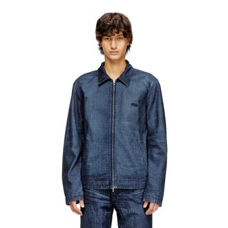 Diesel Jacket in Prince of Wales denim - Denim Jackets - Man - Blue