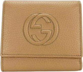 Gucci Pre-owned Wallets, female, Beige, Size: ONE SIZE Pre-owned Vintage Leather Wallet