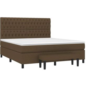vidaXL Vidaxl - Cama Box Spring Con Colch&oacute;n Tela Marr&oacute;n Oscuro 180x200 Cm