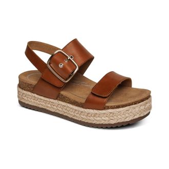 Aetrex Womens Vania Platform Sandals In Cognac