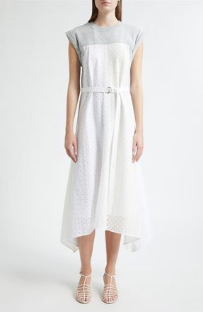 3.1 Phillip Lim Mixed Media Midi Dress in Light Grey Melange-White at Nordstrom, Size X-Small