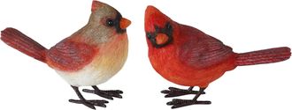 Melrose International Cardinal Bird Figurine (Set of 4) - Red, Black