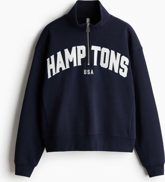 H&M Sweatshirt mit Motiv und Kurzreissverschluss - Blue