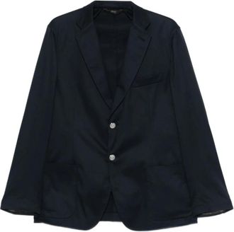 Brioni Button Pocket Blazer - Heren - Blazers - Blauw - XL - Katoen - Jassen
