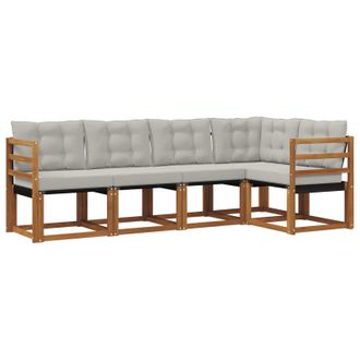 vidaXL Conjunto De Sof&aacute;s De Exterior 5 Pcs Gris Natural Y Claro Vidaxl