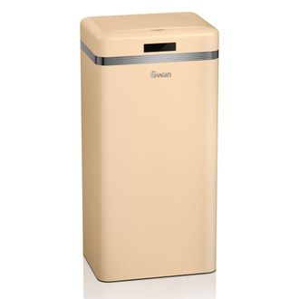 SWAN Swka4500cn Retro Cubo Basura, Sensor Apertura Y Cierre Autom&aacute;tico, Met&aacute;lico, Capacidad 45l, Vintage Crema