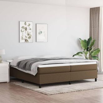 vidaXL Vidaxl - Cama Box Spring Con Colch&oacute;n Tela Marr&oacute;n Oscuro 200x200 Cm